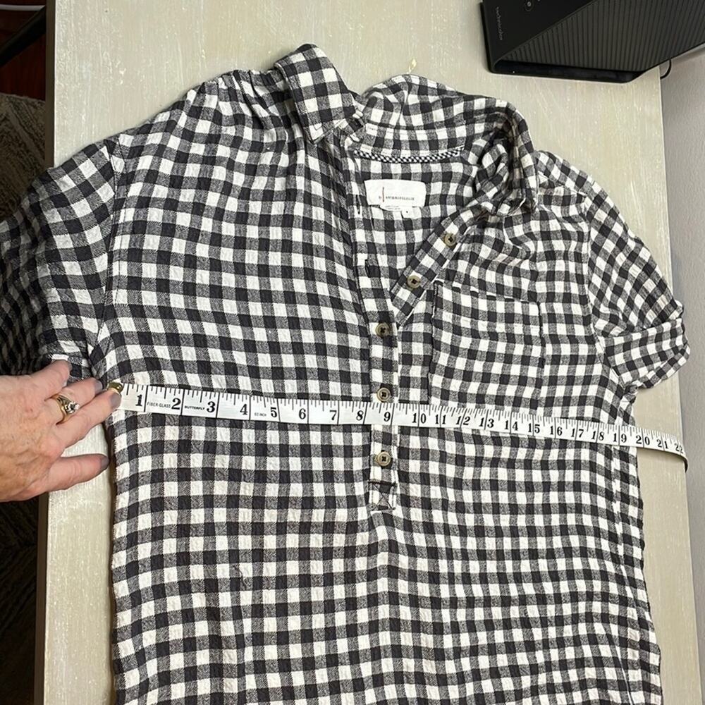 Anthropologie gingham checkered flannel tunic blouse - Picture 7 of 7